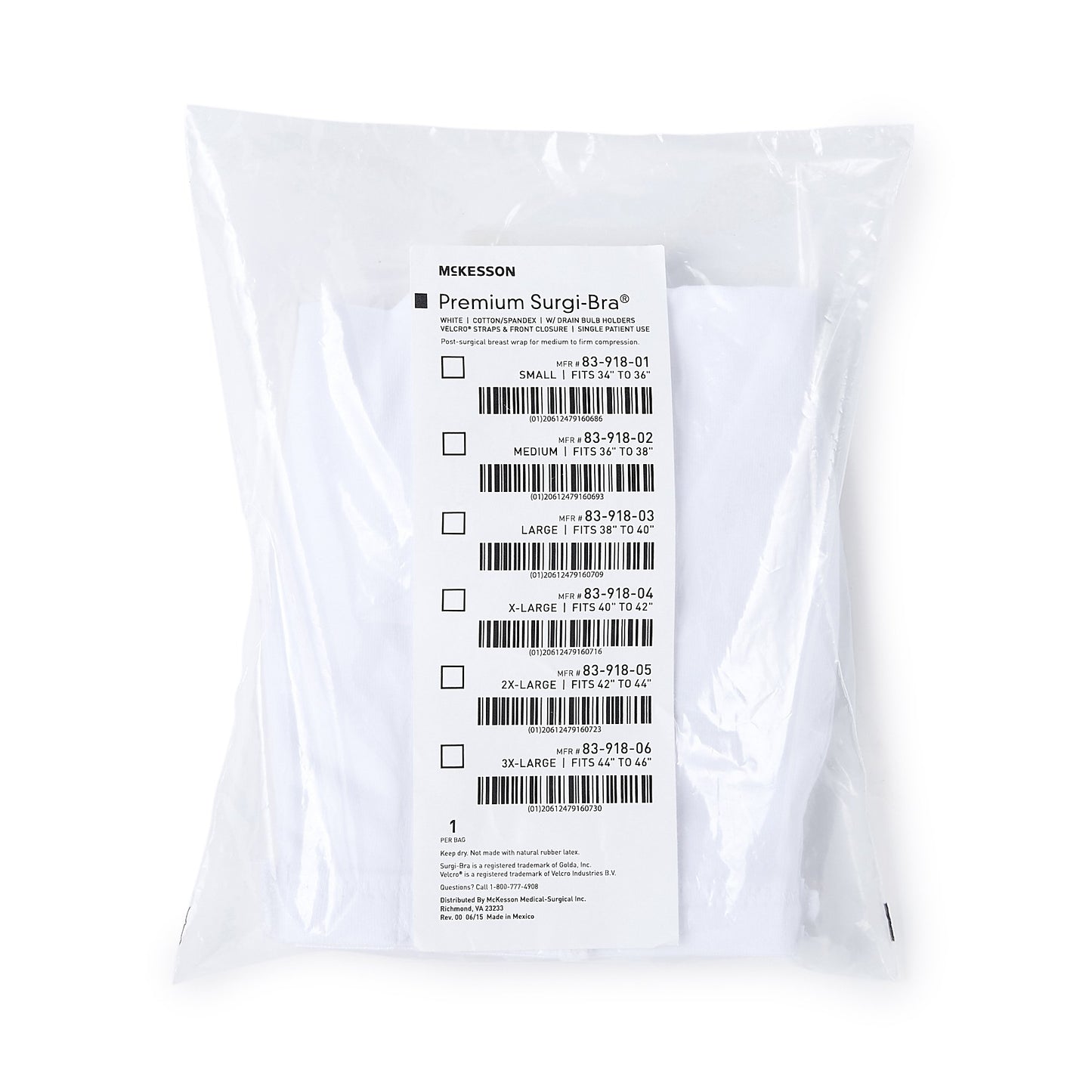 McKesson Post-Surgical Bra, 40-42 Inch