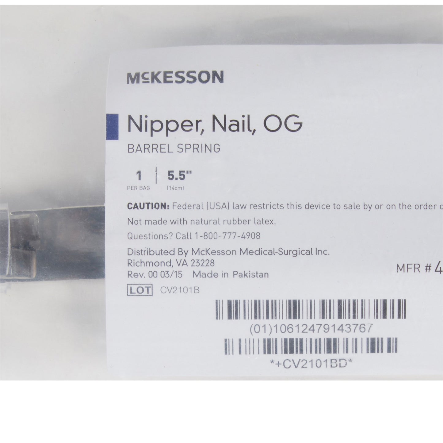 McKesson Nail Nipper, Concave Jaw, 5.5 Inches