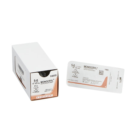 Ethicon Y493G Monocryl Absorbable Suture with Needle, Precision Reverse Cutting Monofilament