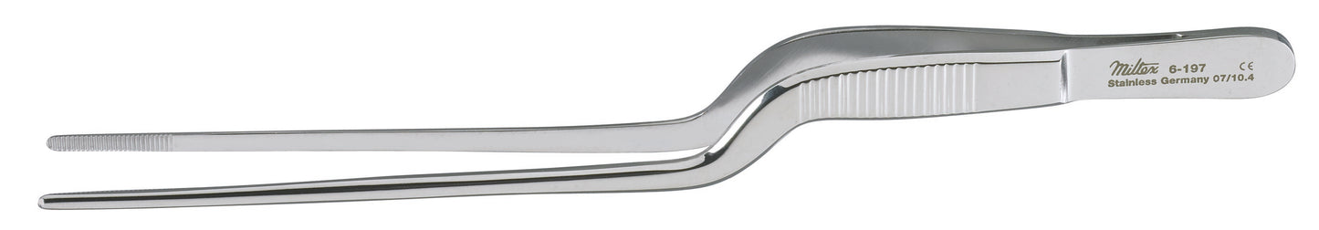 Dressing Forceps Miltex® Jansen-Gruenwald 6-1/2 Inch Length OR / Surgical Grade German Stainless Steel NonSterile NonLocking Thumb Handle Straight Serrated Tips