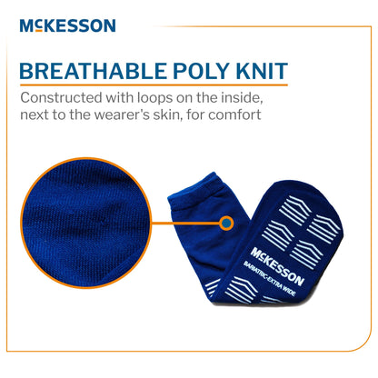 Slipper Socks McKesson Unisex Adult Bariatric / X-Wide Double Tread Single Patient Use Royal Blue