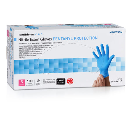 McKesson 14-6N621C Confiderm 6.8C Nitrile Exam Glove, Small, Blue
