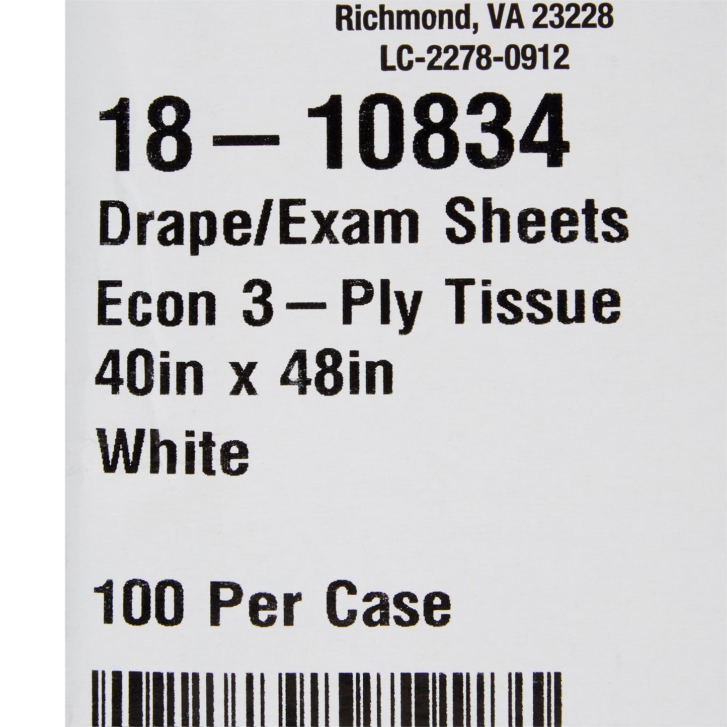 McKesson Nonsterile Physical Exam Drape, 40 x 48 Inch