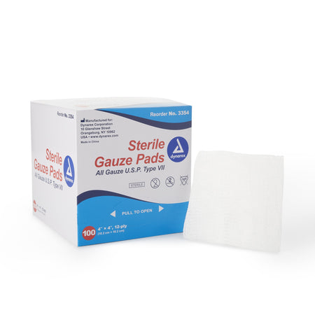 Dynarex 3354 Sterile Gauze Sponge, 4 x 4 Inch, 12-Ply