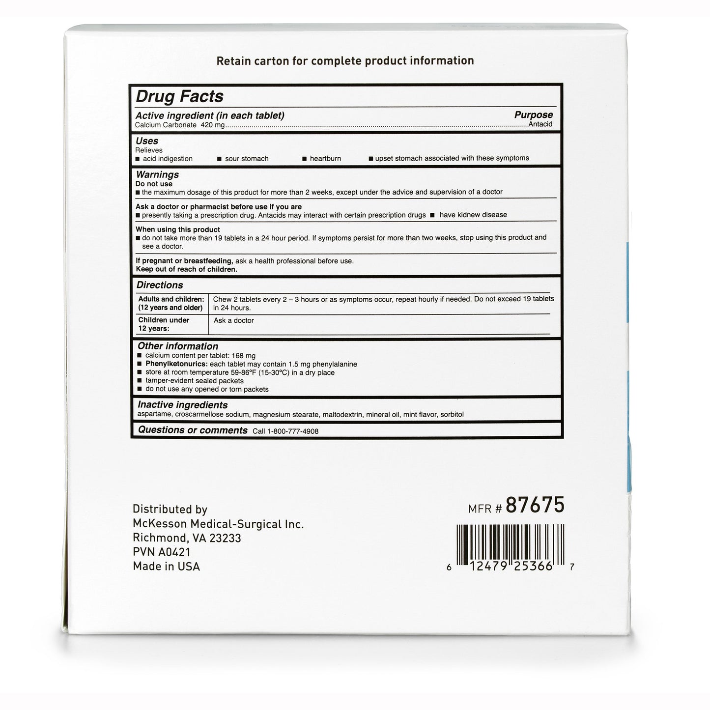 McKesson Calcium Carbonate Antacid