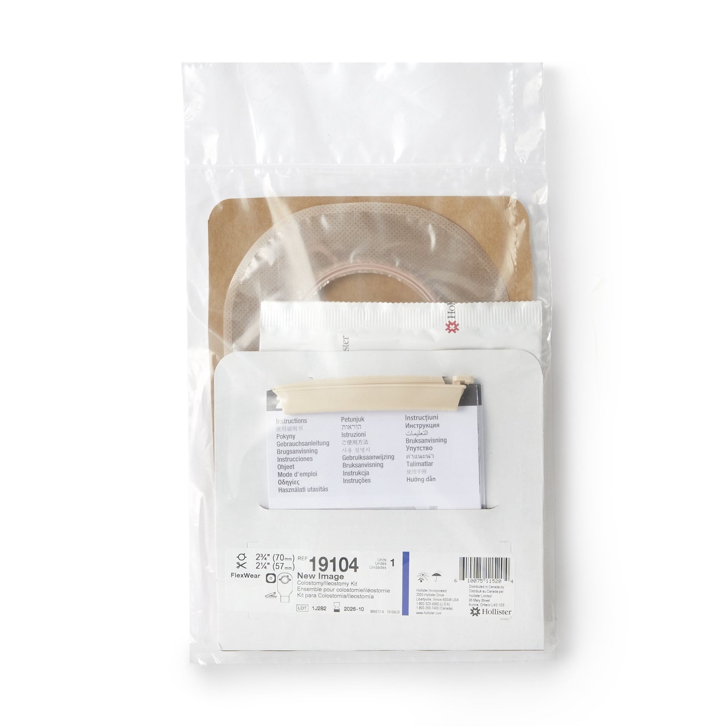 New Image™ 19104 2-Piece Clear Ileostomy/Colostomy Pouch, 70 mm Flange, Blue