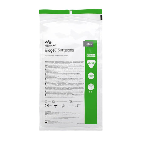 Molnlycke 30465 Biogel Surgeons Latex Surgical Glove, Size 6.5, Straw Color