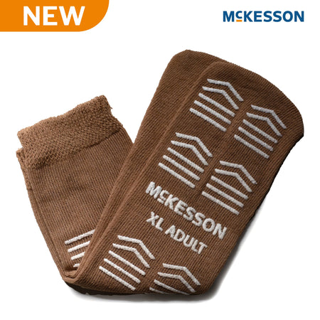 McKesson 16-XL-SCE2 Slipper Socks Unisex Adult X-Large Double Tread Single Patient Use Tan