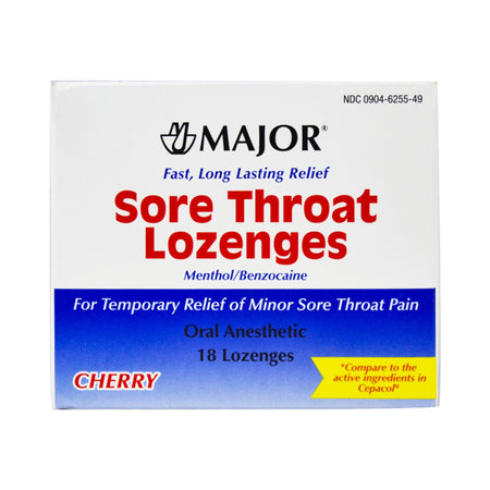 Major Pharmaceuticals 904625549 Benzocaine / Menthol Sore Throat Relief