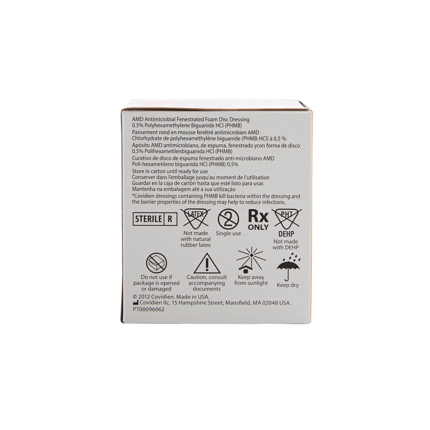 Kendall™ AMD Nonadhesive Without Border Antimicrobial Foam Dressing, 1-Inch Fenestrated Round