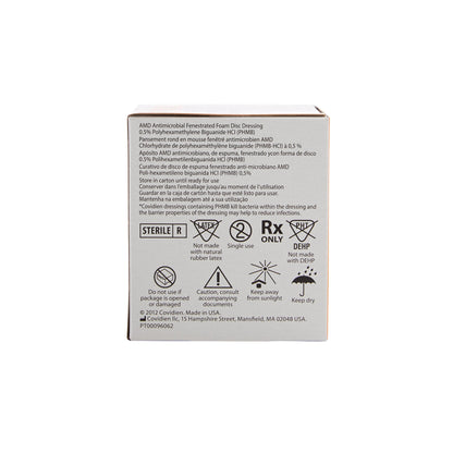 Kendall™ AMD Nonadhesive Without Border Antimicrobial Foam Dressing, 1-Inch Fenestrated Round