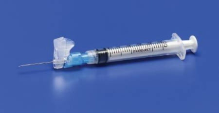 Magellan Syringe with Hypodermic Needle, Regular Wall, Sliding Safety Needle, 1mL 25g x ⅝", 50/Box, 8881811558