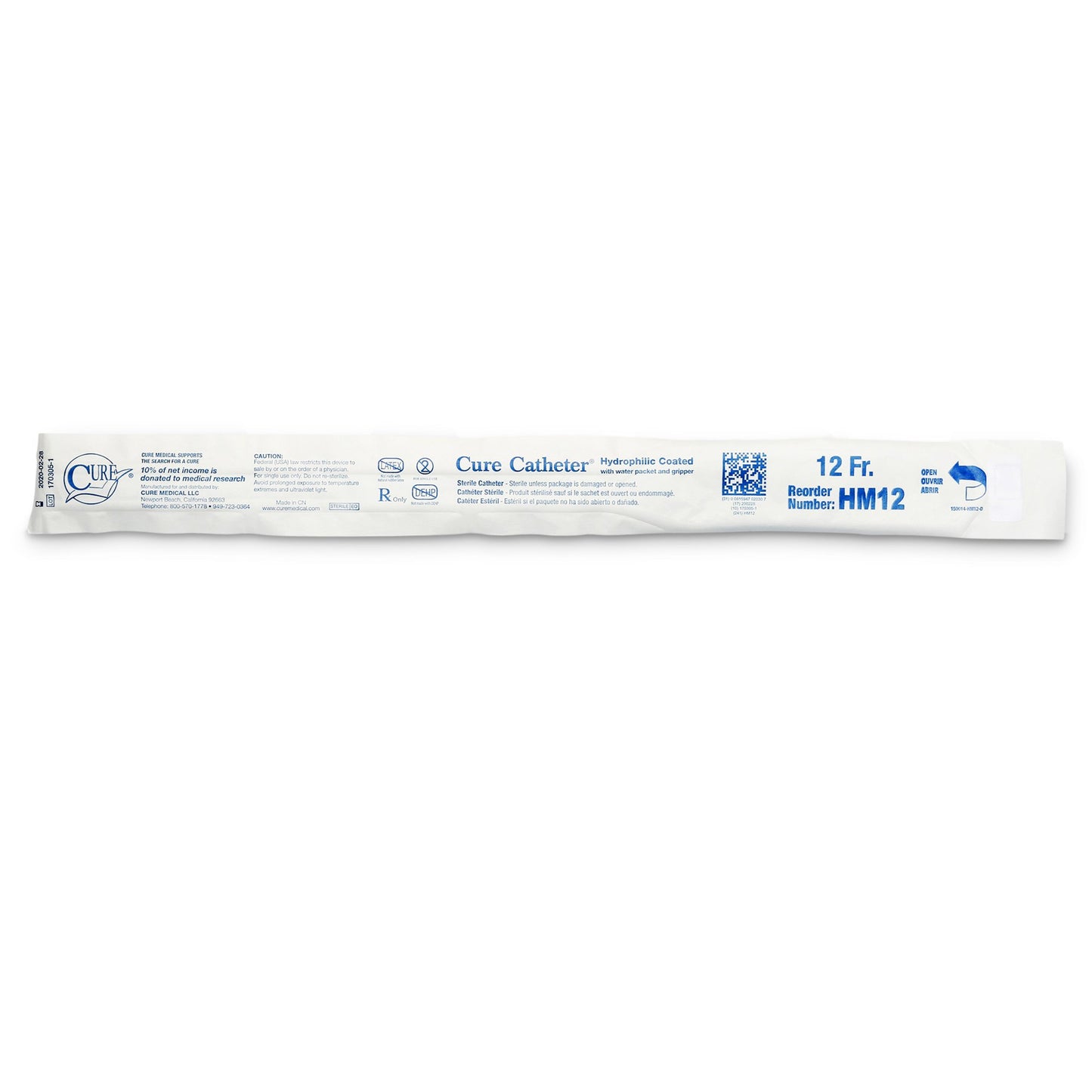 Cure Catheter™ Urethral Catheter, 12 Fr., Male, Straight