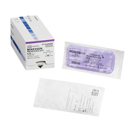 McKesson 1034535 Polyglycolic Acid Absorbable Suture with Needle, P-13 Precision Reverse Cutting