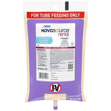 Nestle Healthcare Nutrition 1.00E+13 Novasource Renal Ready to Hang Tube Feeding Formula, 33.8 oz. Bag