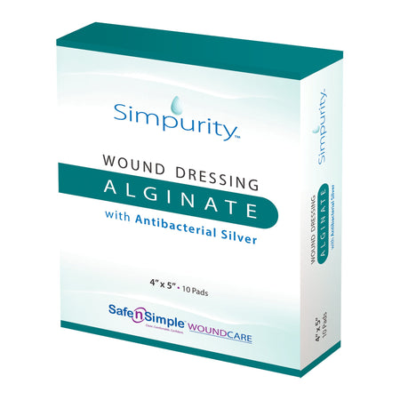 Safe N Simple SNS51720 Simpurity Silver Calcium Alginate Dressing, 4 x 5 Inch