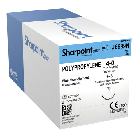Surgical Specialties 906036 Polypropylene Nonabsorbable Suture with Needle, Precision Reverse Cutting