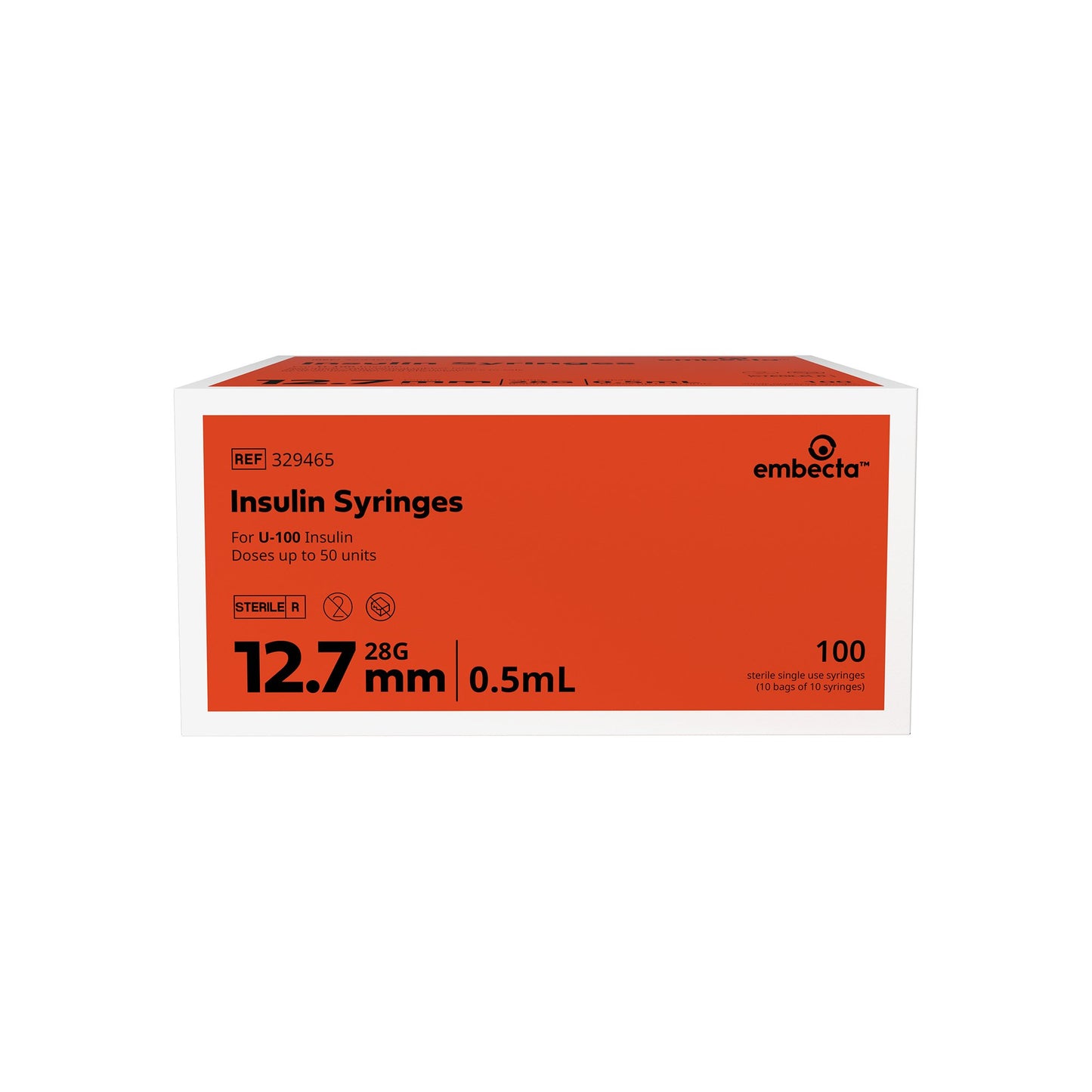Lo-Dose™ Micro-Fine™ 0.5 mL Insulin Syringe with Needle, 28 Gauge, 1/2 Inch
