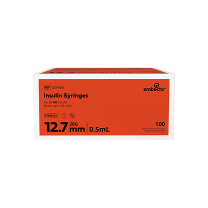 Lo-Dose™ Micro-Fine™ 0.5 mL Insulin Syringe with Needle, 28 Gauge, 1/2 Inch