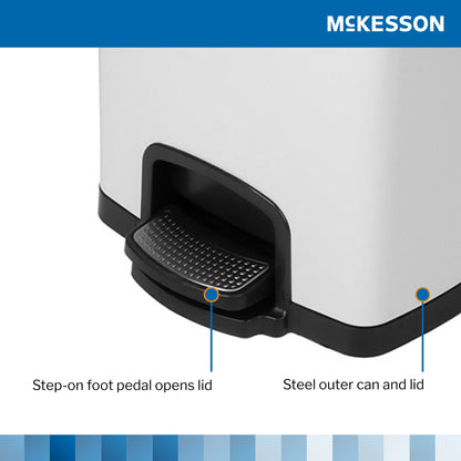 McKesson White Square Step-On Trash Can, 8 gallon