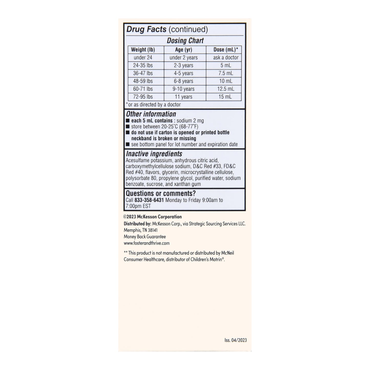 Foster & Thrive™ Ibuprofen Children's Pain Relief, Bubble Gum Flavor