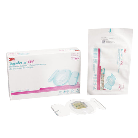 3M 1657 Tegaderm CHG I.V. Securement Dressing, 3½ x 4½ Inch