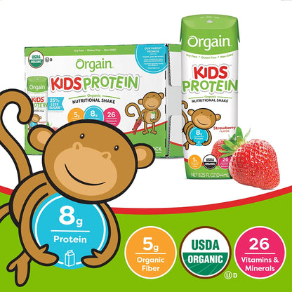 Orgain® Kids® Protein Organic Nutritional Shake, Strawberry, 8.25-ounce carton