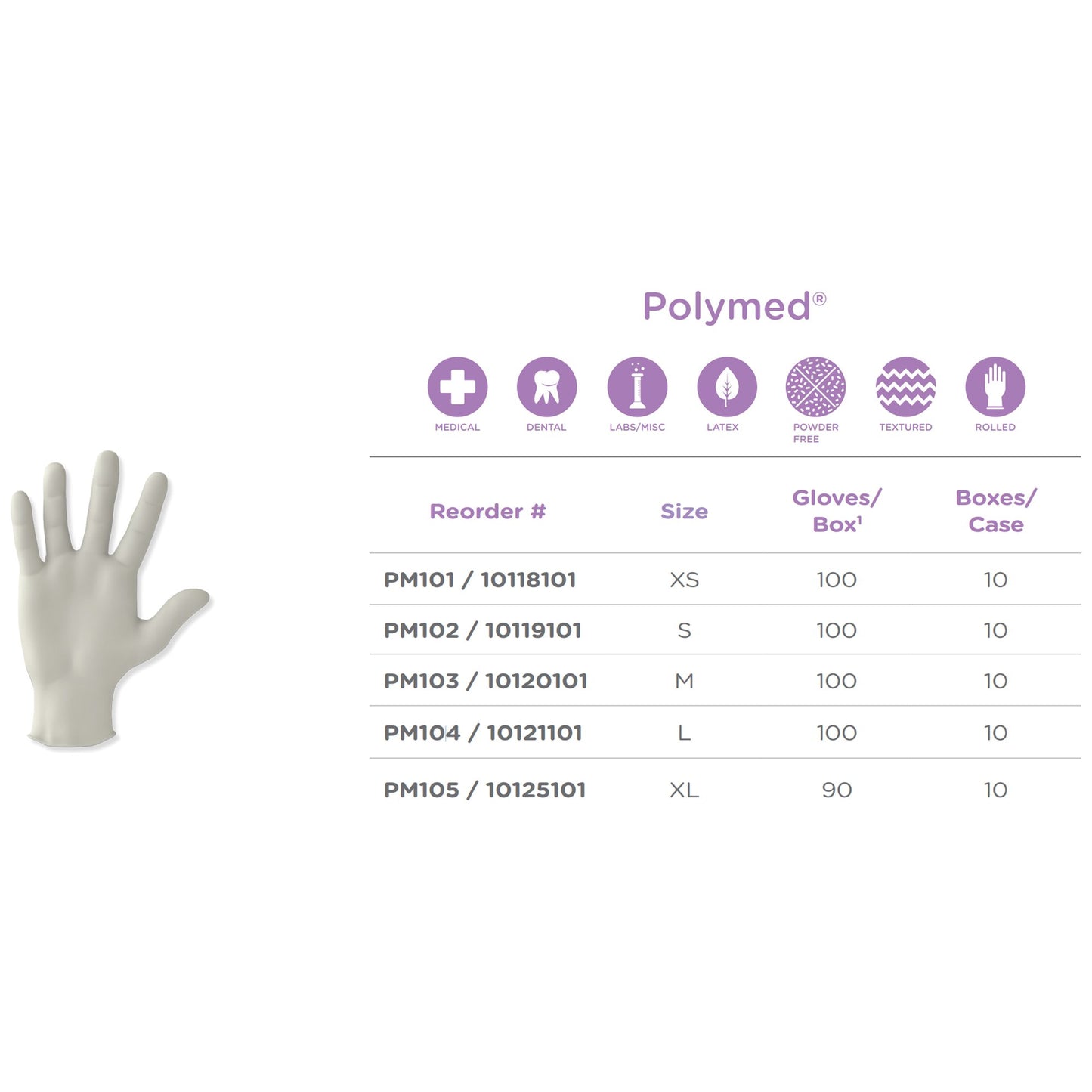 Polymed® Latex Exam Glove, Large, Ivory