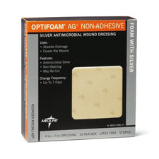 Optifoam® Ag+ Foam Dressing with Silver, 4 x 4 Inch