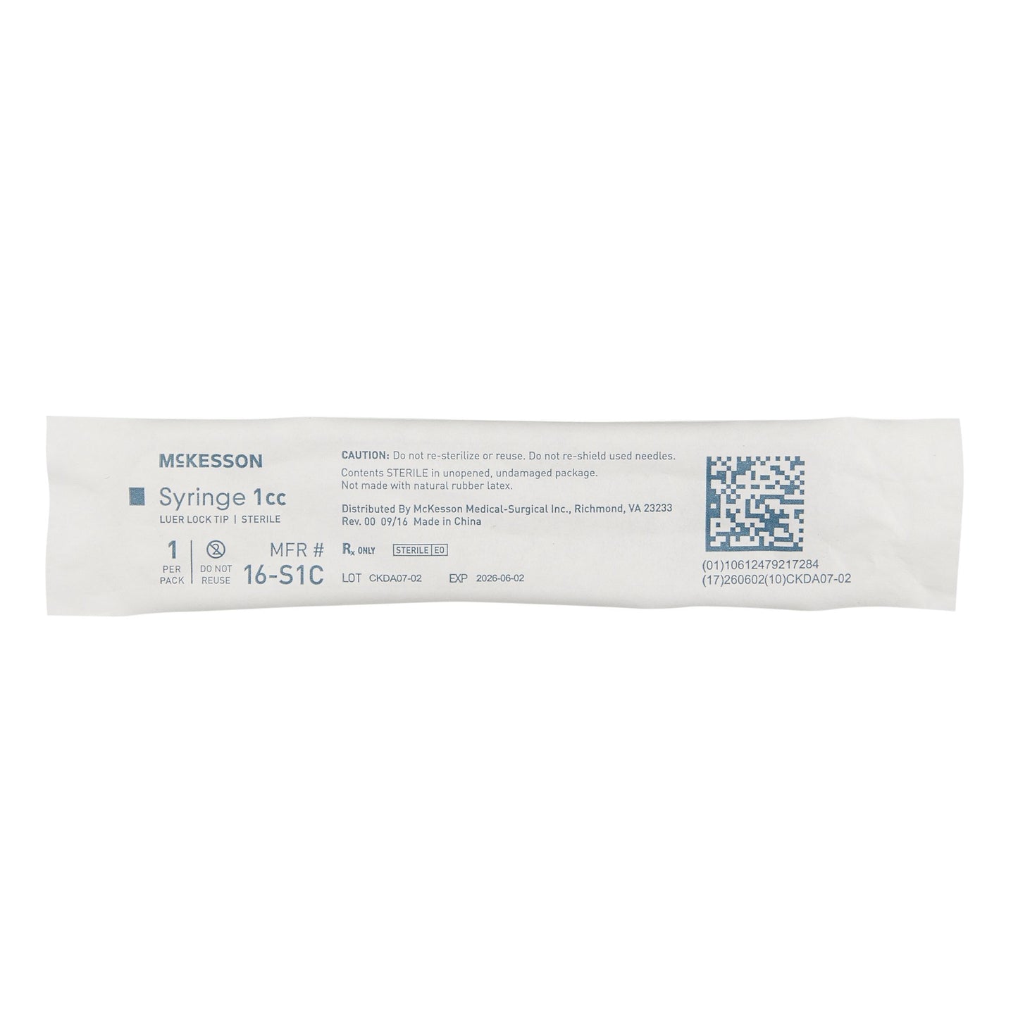 McKesson General Purpose Syringe, 1 mL