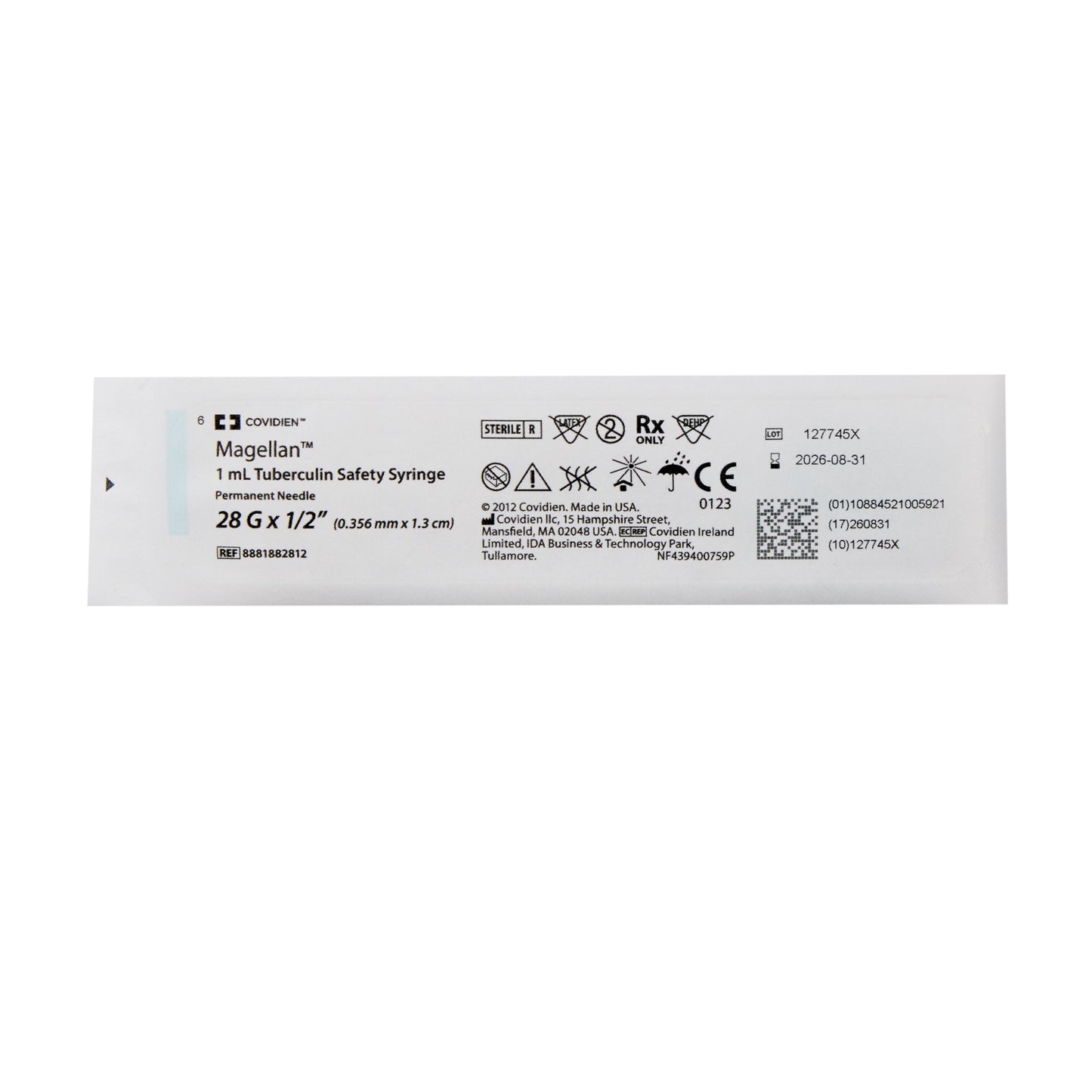 Magellan™ Tuberculin Syringe with Needle, 28 Gauge, 1/2 Inch Needle Length