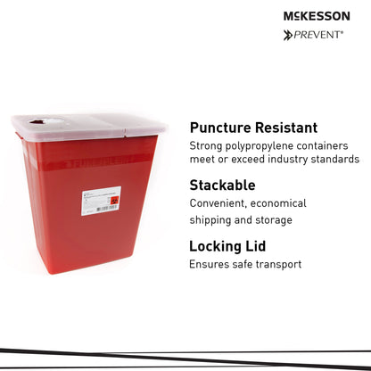 McKesson Prevent® Sharps Container, 8 Gallon, 13.75 x 13.75 x 14 Inch
