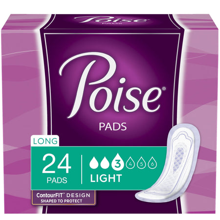 Kimberly-Clark 48536 Poise Bladder Control Pad, Long, Light Absorbency, Absorb-Loc Core