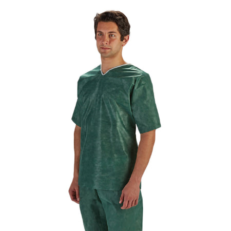 Molnlycke 18630 Barrier Extra Comfort Scrub Shirt, Green, Large
