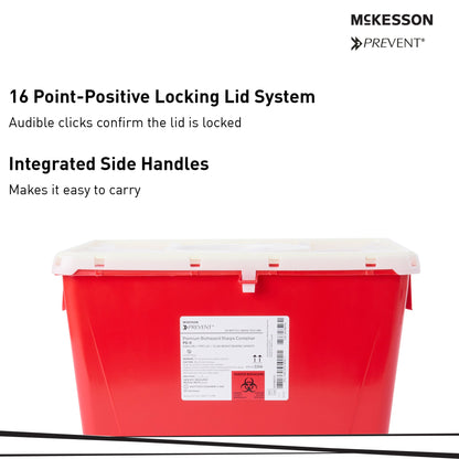 McKesson Prevent® Sharps Container, 8 Gallon, 13-1/2 x 17-3/10 x 13 Inch