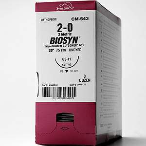 Covidien SM-693 Biosyn Polyester Absorbable Suture with Needle, Reverse Cutting Monofilament