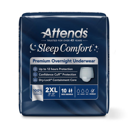 Attends® Sleep Comfort Premium Overnight Underwear, 2X-Large, 68 – 80 Inches