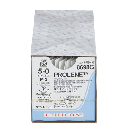 Ethicon 8698G Prolene Polypropylene Nonabsorbable Suture with Needle, Size 5-0