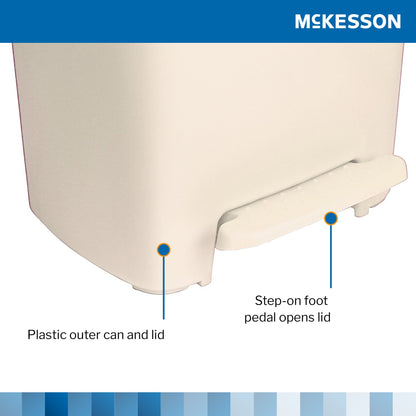 Trash Can McKesson 32 Quart / 8 gal. Beige Plastic Rectangular