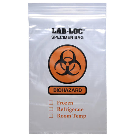 Lab-Loc Specimen Transport Bag with Document Pouch, Zip Closure, 6 x 9 Inch by Elkay Plastics product image