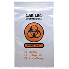 Lab-Loc® Specimen Transport Bag with Document Pouch, Zip Closure, 6 x 9 Inch