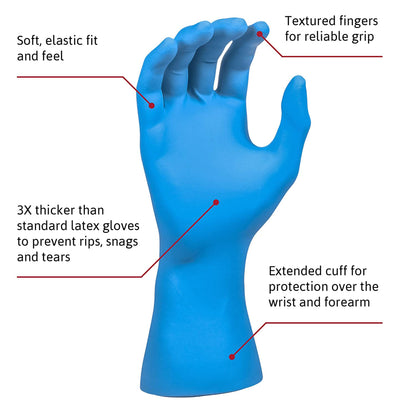 SafeGrip® Latex Extended Cuff Length Exam Glove, Extra Large, Blue
