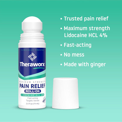 Theraworx® Maximum Strength Pain Relief Roll-On with 4% Lidocaine