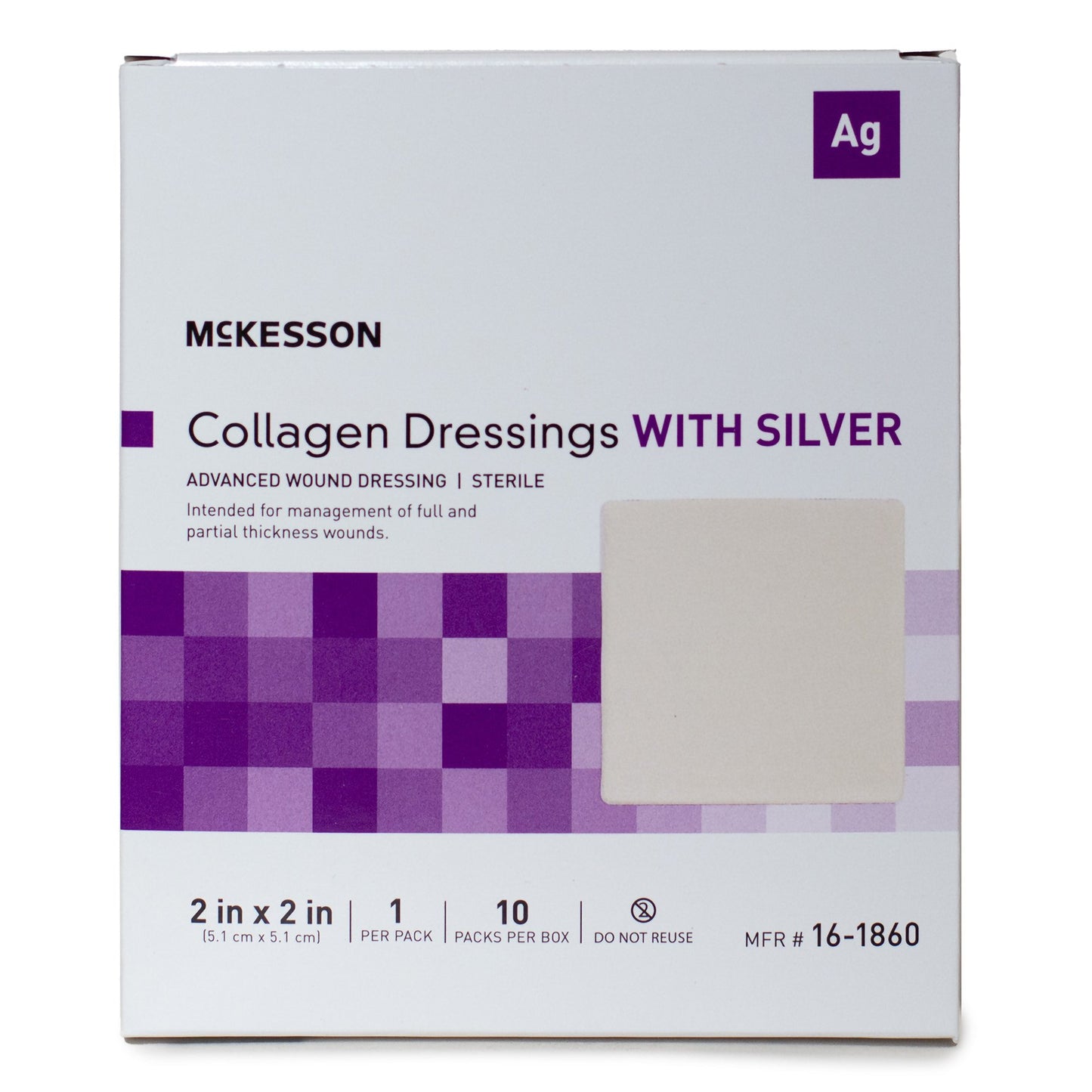 McKesson Silver Collagen Dressing, 2 x 2 Inch
