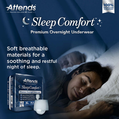 Attends® Sleep Comfort Premium Overnight Underwear, Extra Large, 58 – 68 Inches