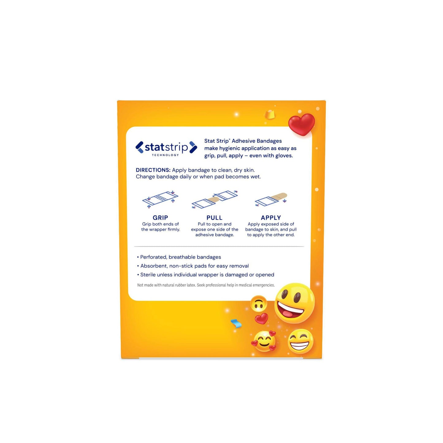 American® White Cross First Aid Emojis Kid Design Adhesive Strip, ¾ x 3 Inch
