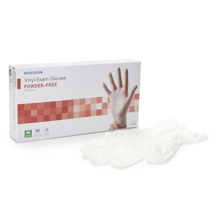 McKesson 14-166 Confiderm Vinyl Exam Glove, Medium, Clear
