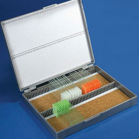 McKesson 1177716 Slide Storage Box Gray ABS Plastic / Cork 100 Capacity