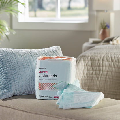 McKesson Super Moderate Absorbency Underpad, 30 x 30 Inch - 150 ct.