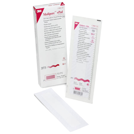 Solventum 3573 3M Medipore + Pad Soft Cloth Adhesive Dressing, 3½ x 13¾ Inch